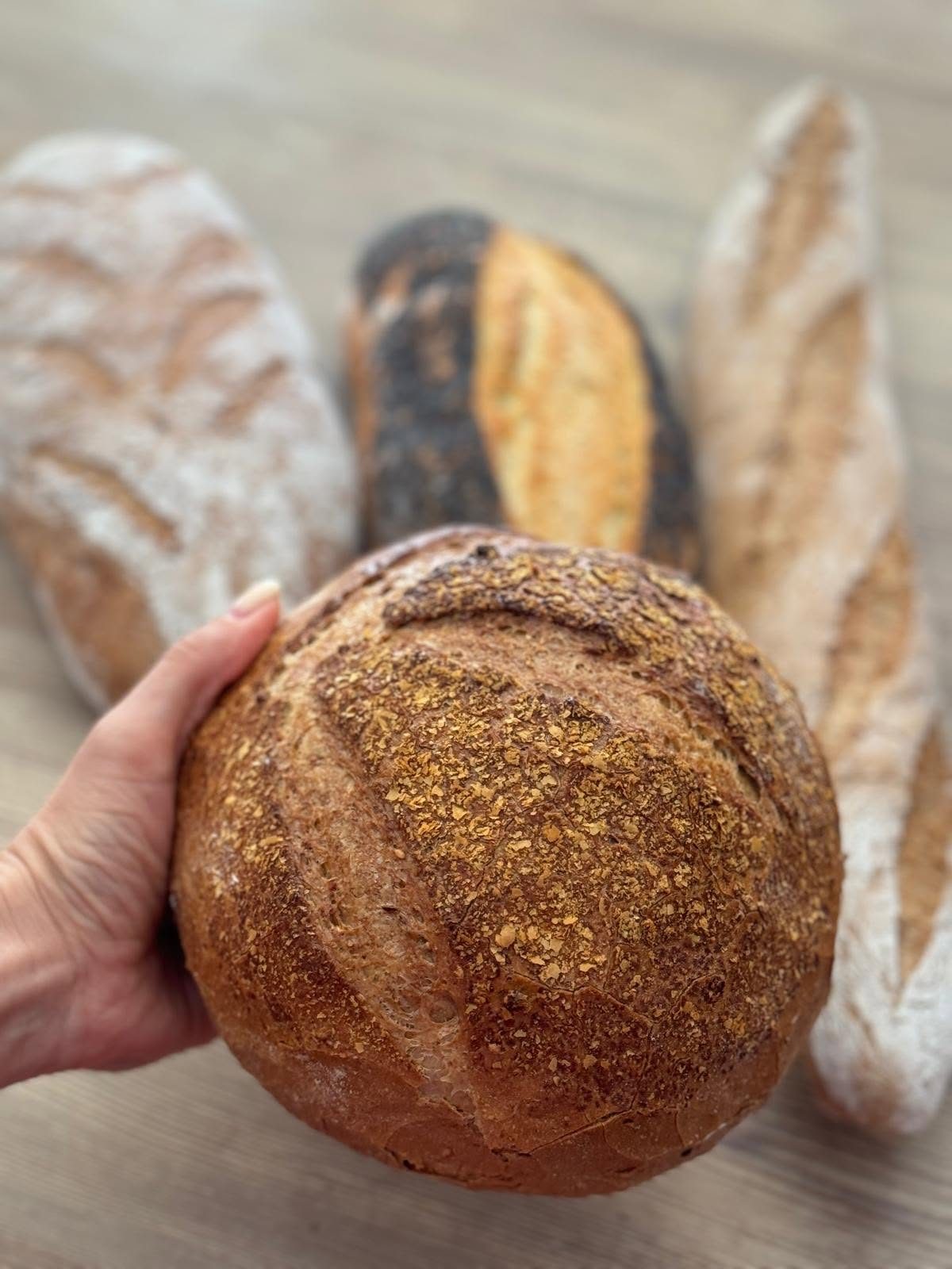 Pâine rotundă cu coajă crocantă
